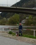 walking along the river with daddy